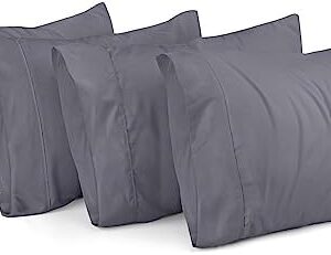 Utopia Bedding Queen Pillow Cases - 4 Pack - Envelope Closure - Soft Brushed Microfiber Fabric - Shrinkage and Fade Resistant Pillow Cases Queen Size 20 X 30 Inches (Queen, Grey)