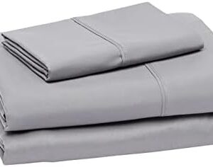 Amazon Basics Lightweight Super Soft Easy Care Microfiber 3-Piece Bed Sheet Set With 14-inch Deep Pockets, Twin XL, Dark Gray, Solid