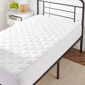 Amazon Basics Hypoallergenic Quilted Breathable Mattress Topper Pad, 18 Inches Deep, Twin, White