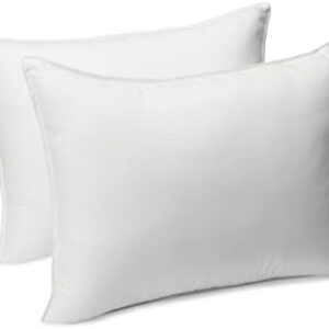 Amazon Basics Down Alternative Bed Pillow, Medium Density for Back and Side Sleepers, Standard, 26 x 20 Inch - Pack of 2, White