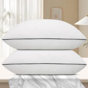 Hotel Collection Bed Pillows for Sleeping 2 Pack Standard Size Cooling Pillows Set of 2 for Back, Stomach or Side Sleepers, Super Soft Down Alternative Microfiber Filled Pillows
