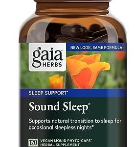 Gaia Herbs Sound Sleep - Natural Sleep Support to Promote Calm & Relaxation to Support Restful Sleep - with Valerian Root, Passionflower & More - 120 Vegan Liquid Phyto-Capsules (40-Day Supply)
