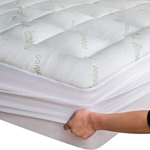 Bamboo Twin Mattress Topper - Thick Cooling Breathable Pillow Top Mattress Pad for Back Pain Relief - Deep Pocket Topper Fits 8-20 Inches Mattress (Viscose Made from Bamboo, 39x75 Inches)