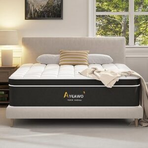 King Size Mattress, 12 Inch Firm King Mattress in a Box, Hybrid Mattress King Size with Memory Foam and Pocket Springs, Pressure Relief and Motion Isolation, Upgraded Strong Edge Support, Firm