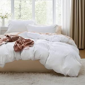 Bedsure White Duvet Cover Full Size - Soft Prewashed Full Duvet Cover Set, 3 Pieces, 1 Duvet Cover 80x90 Inches with Zipper Closure and 2 Pillow Shams, Comforter Not Included