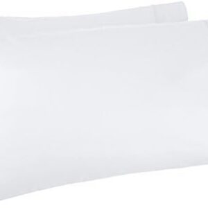 Amazon Basics 400 Thread Count Cotton Pillow Case, 40" L x 20" W, King, White - Set of 2, Pillows Not Included