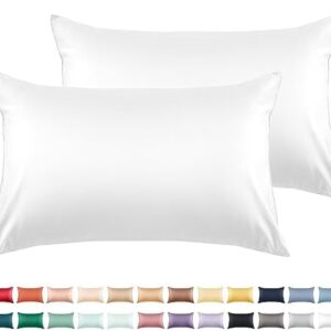 Cotton Pillow Cases Standard Size Set of 2, 600 Thread Count Pillowcases 20x26 Inches, Soft Long Staple Cotton Pillowcases Breathable with Envelope Closure,White