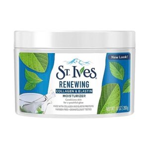 St. Ives Face Moisturizer Cream, Collagen and Elastin, Renewing Facial Moisturizer for Women, Paraben Free, Dermatologist Tested Daily Moisturizing for Dry Skin Cruelty Free, 10 oz