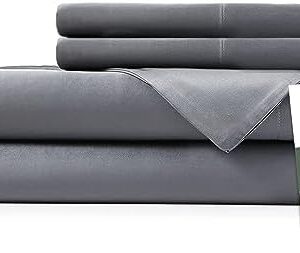 Hotel Sheets Direct 100% Viscose Derived from Bamboo Sheets King Size - Cooling Bed Sheets with 2 Pillowcases - Breathable, Moisture Wicking & Silky Soft Sheets Set- Dark Grey