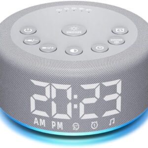 【3 in 1】Sound Machine Alarm Clock Night Light White Noise Machine with 27 Sleeping Sounds for Baby Kids Adults 32 Level Volume Auto Off Timer Memory Function Digital Clock with 30 Wake Up Sounds