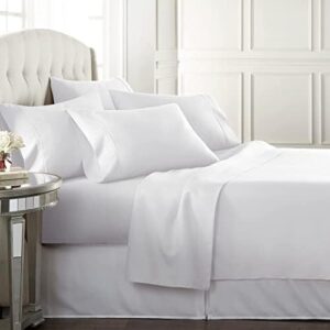 Danjor Linens Full Size Sheets Set - 6 Piece Set Including 4 Pillowcases- Deep Pockets - Breathable, Soft Bed Sheets - Wrinkle Free - Machine Washable - White Bed Sheets - 6 pc
